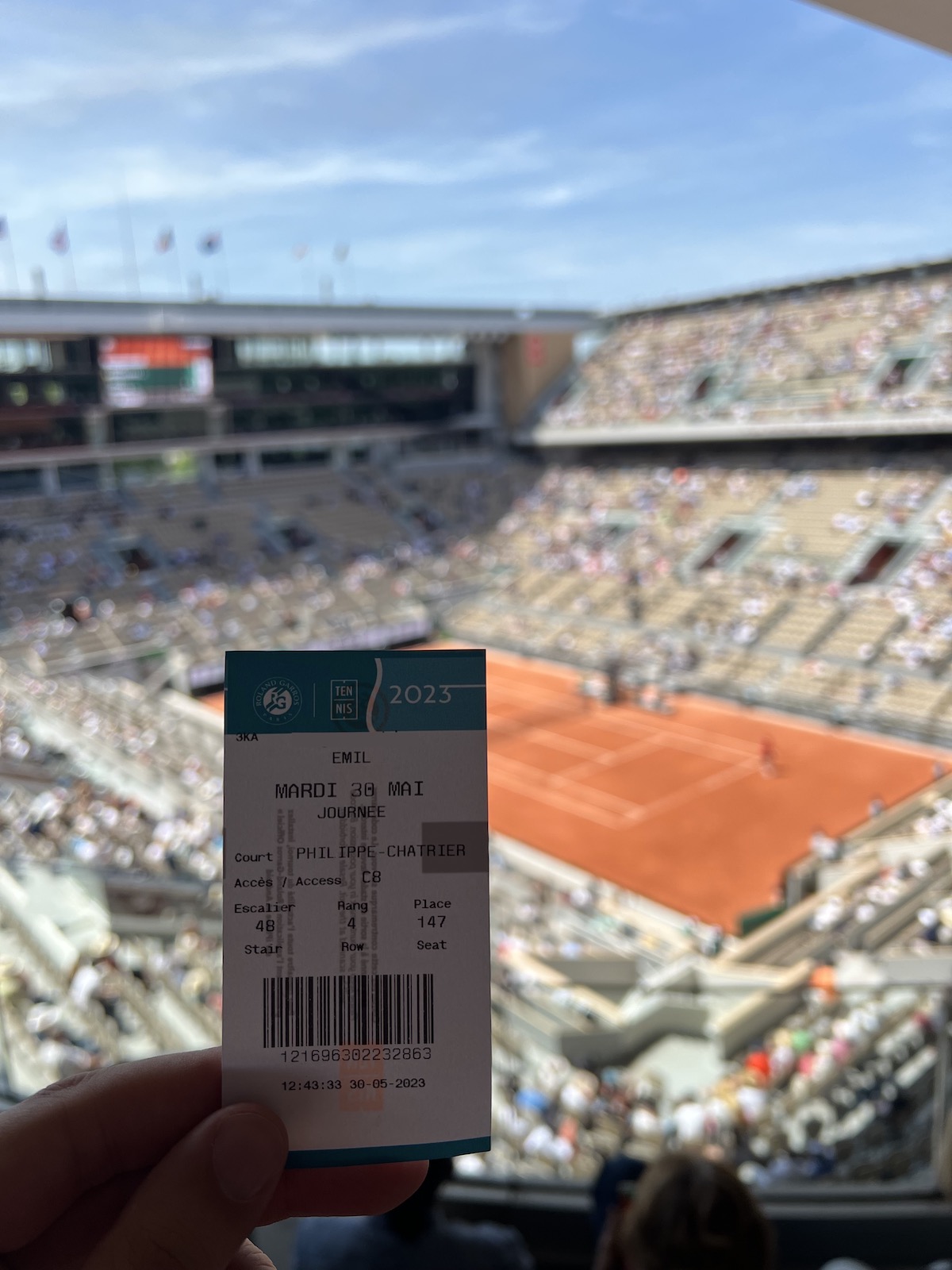 Papierowy bilet na Roland Garros