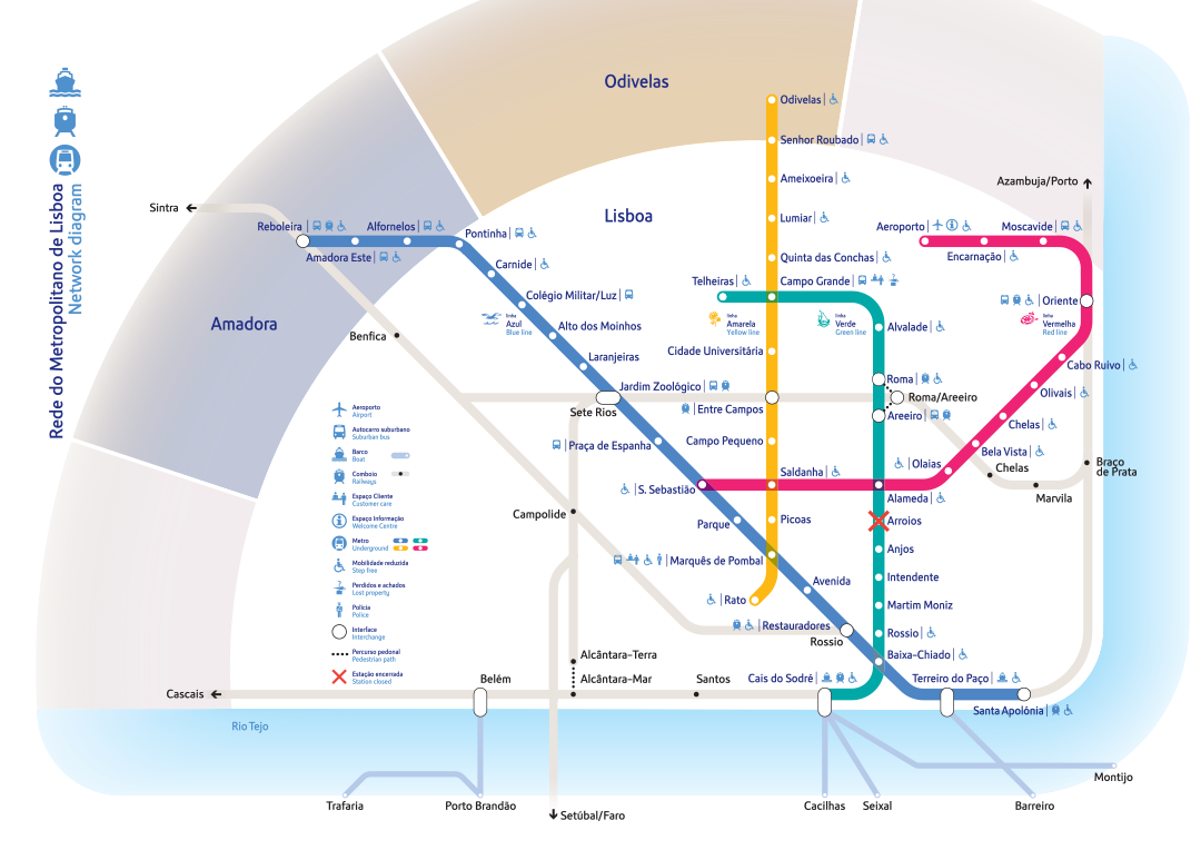 Metro w Lizbonie mapa